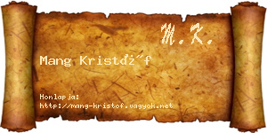 Mang Kristóf névjegykártya